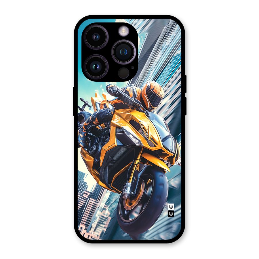 Super Bike Falling Glass Back Case for iPhone 14 Pro