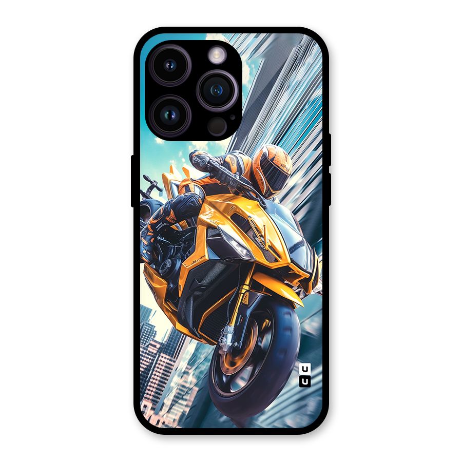 Super Bike Falling Glass Back Case for iPhone 14 Pro Max