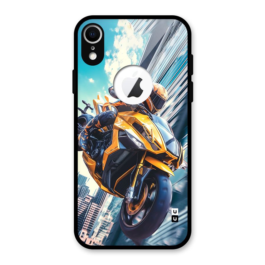 Super Bike Falling Glass Back Case for iPhone XR Logo Cut