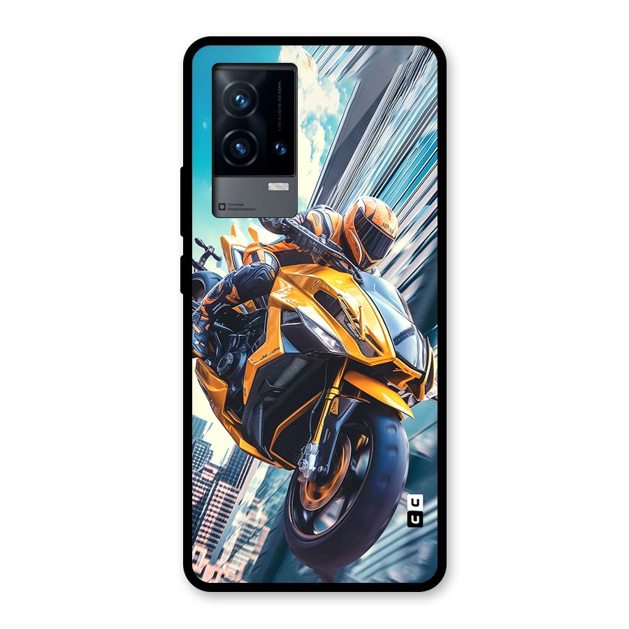 Super Bike Falling Glass Back Case for iQOO 9 5G