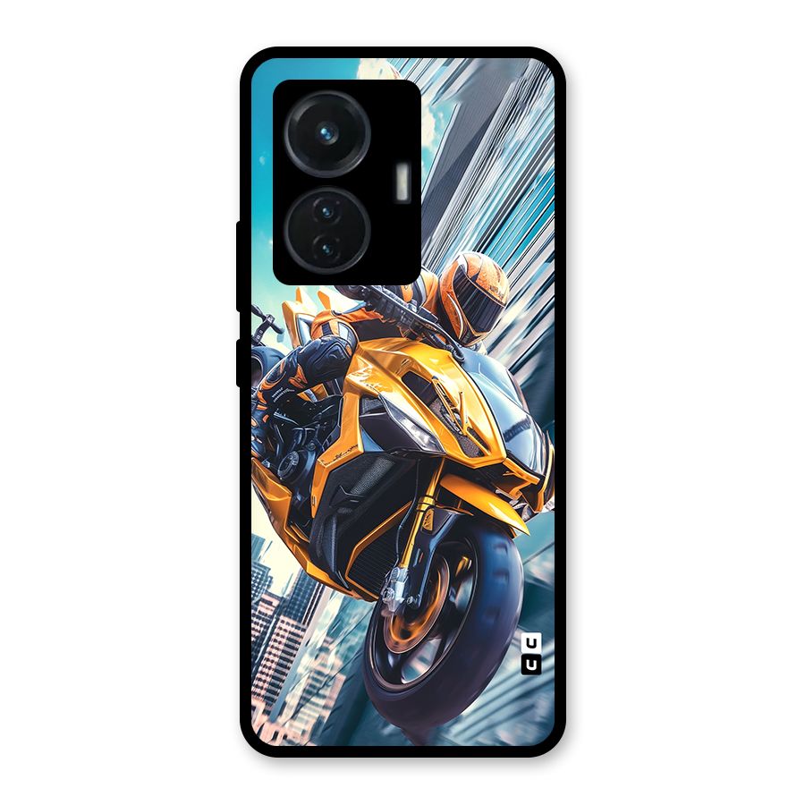 Super Bike Falling Glass Back Case for iQOO Z6 44W