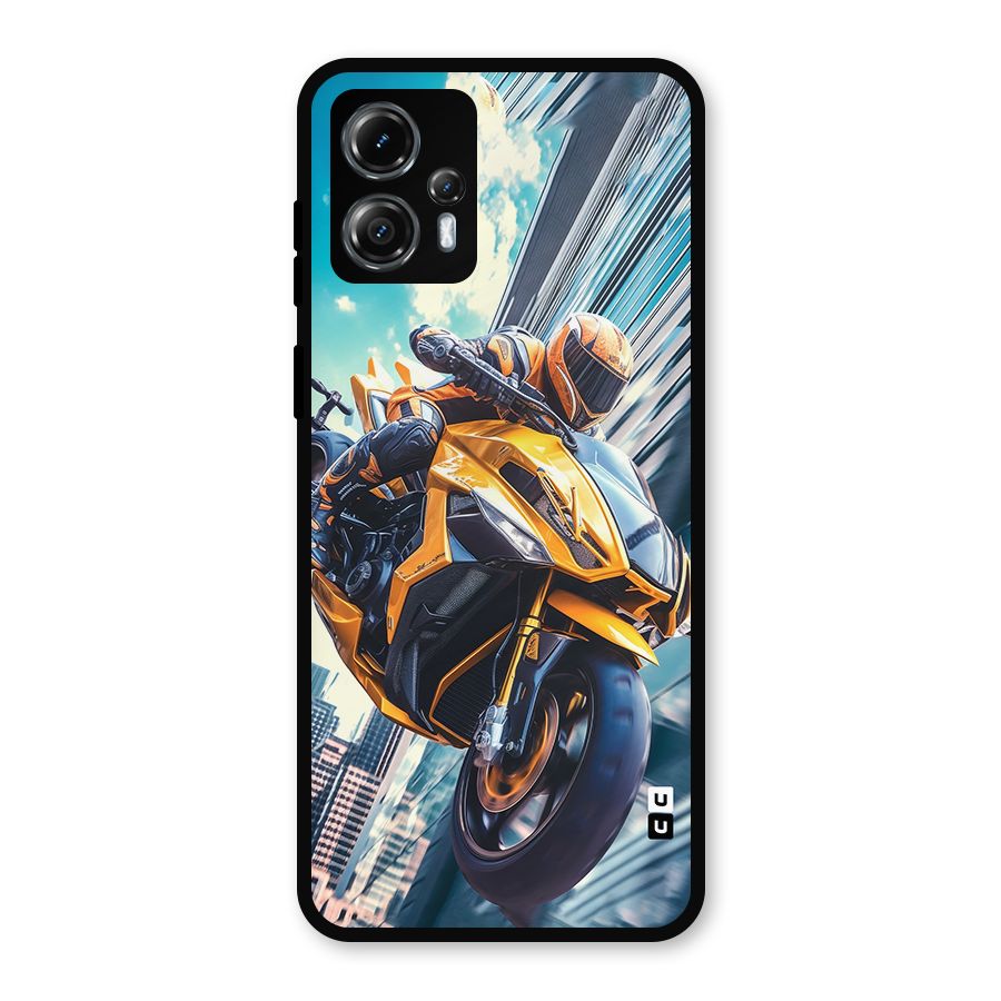 Super Bike Falling Metal Back Case for Moto G13