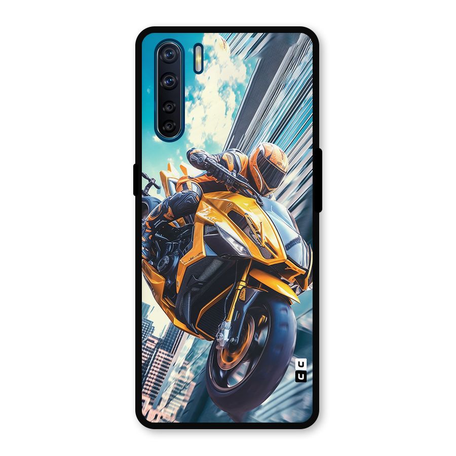 Super Bike Falling Metal Back Case for Oppo F15
