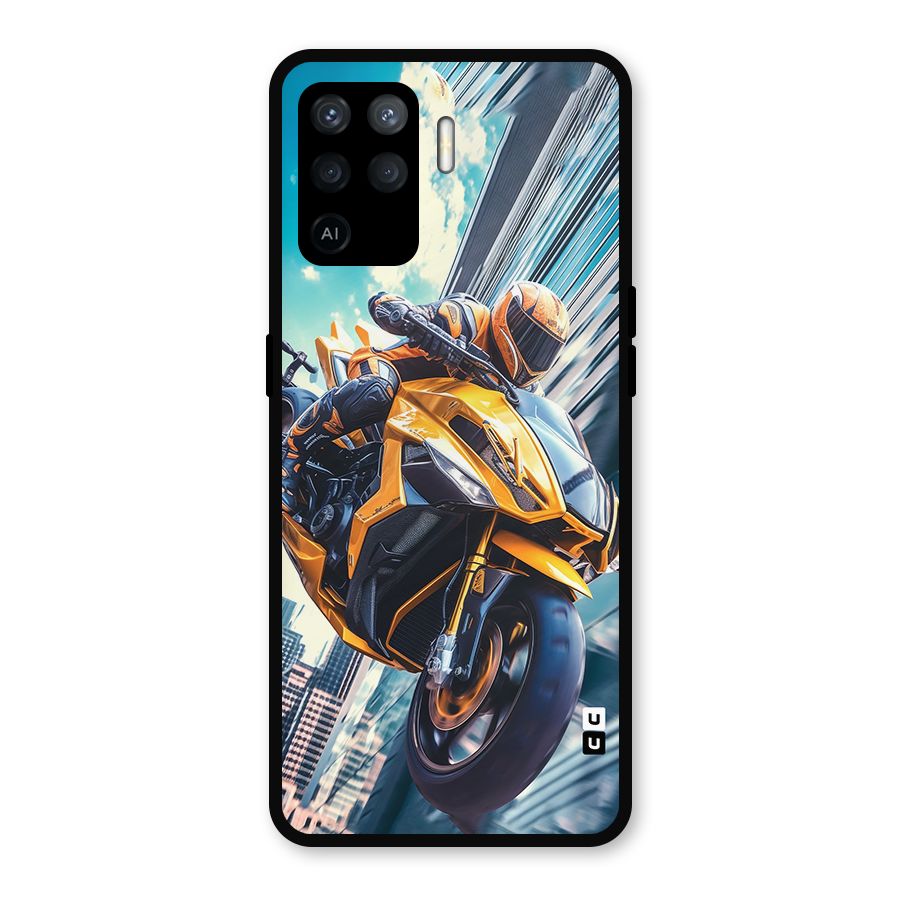 Super Bike Falling Metal Back Case for Oppo F19 Pro