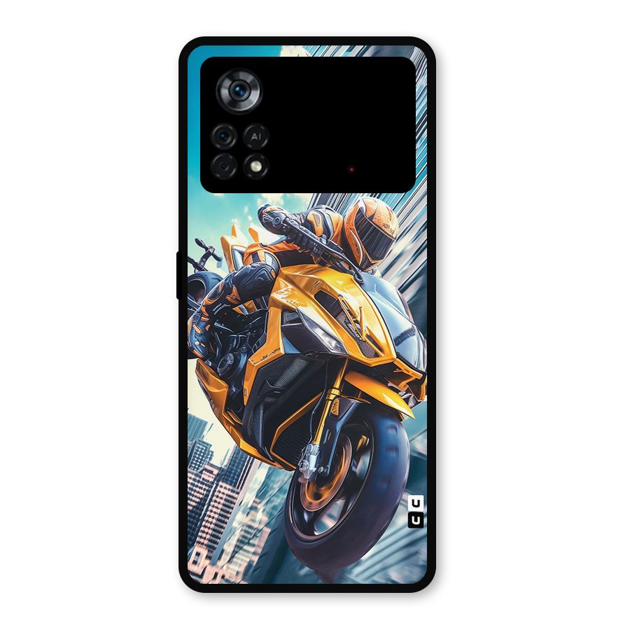 Super Bike Falling Metal Back Case for Poco X4 Pro 5G