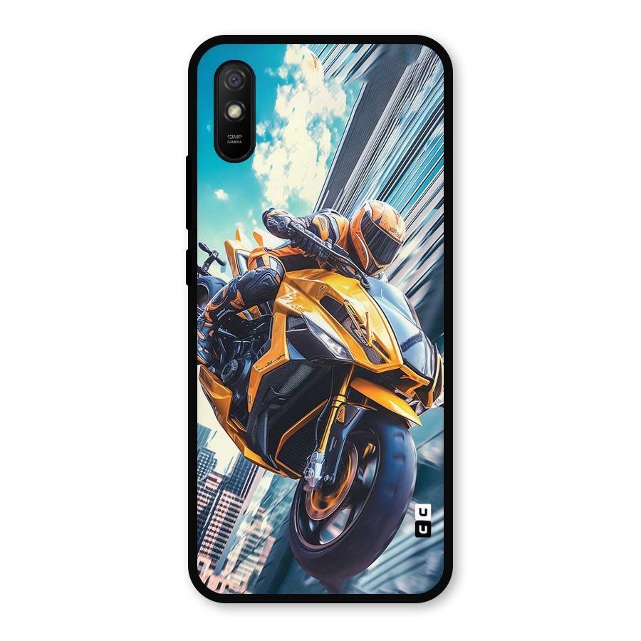 Super Bike Falling Metal Back Case for Redmi 9a