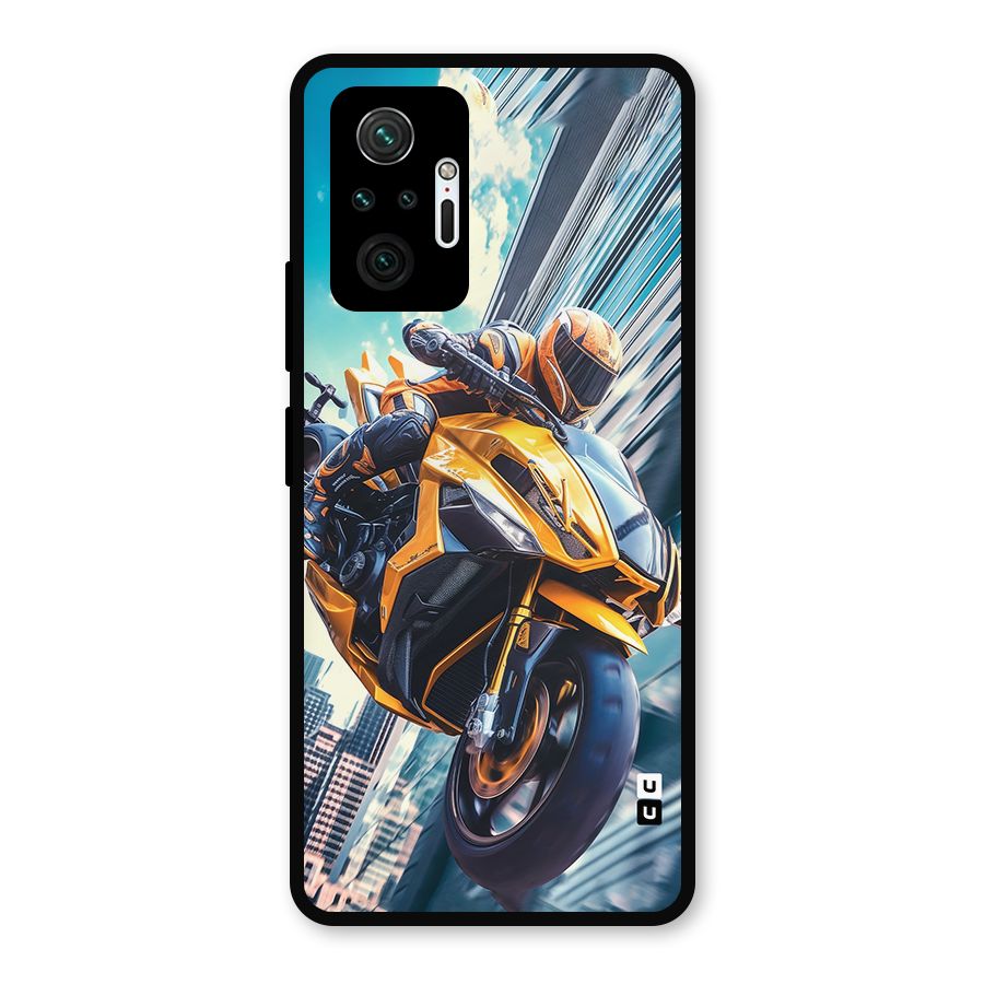 Super Bike Falling Metal Back Case for Redmi Note 10 Pro