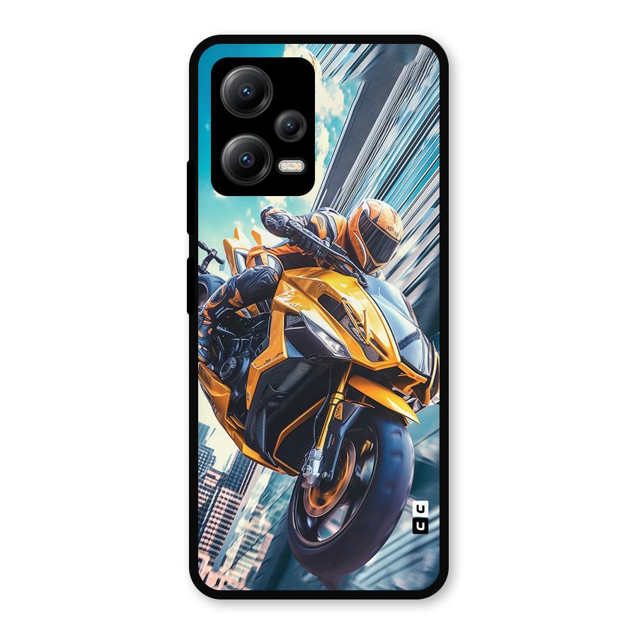 Super Bike Falling Metal Back Case for Redmi Note 12 5G
