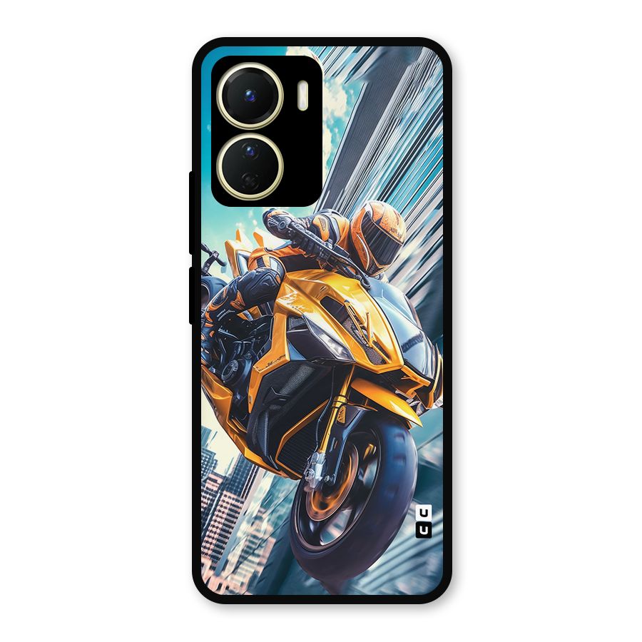 Super Bike Falling Metal Back Case for Vivo T2x