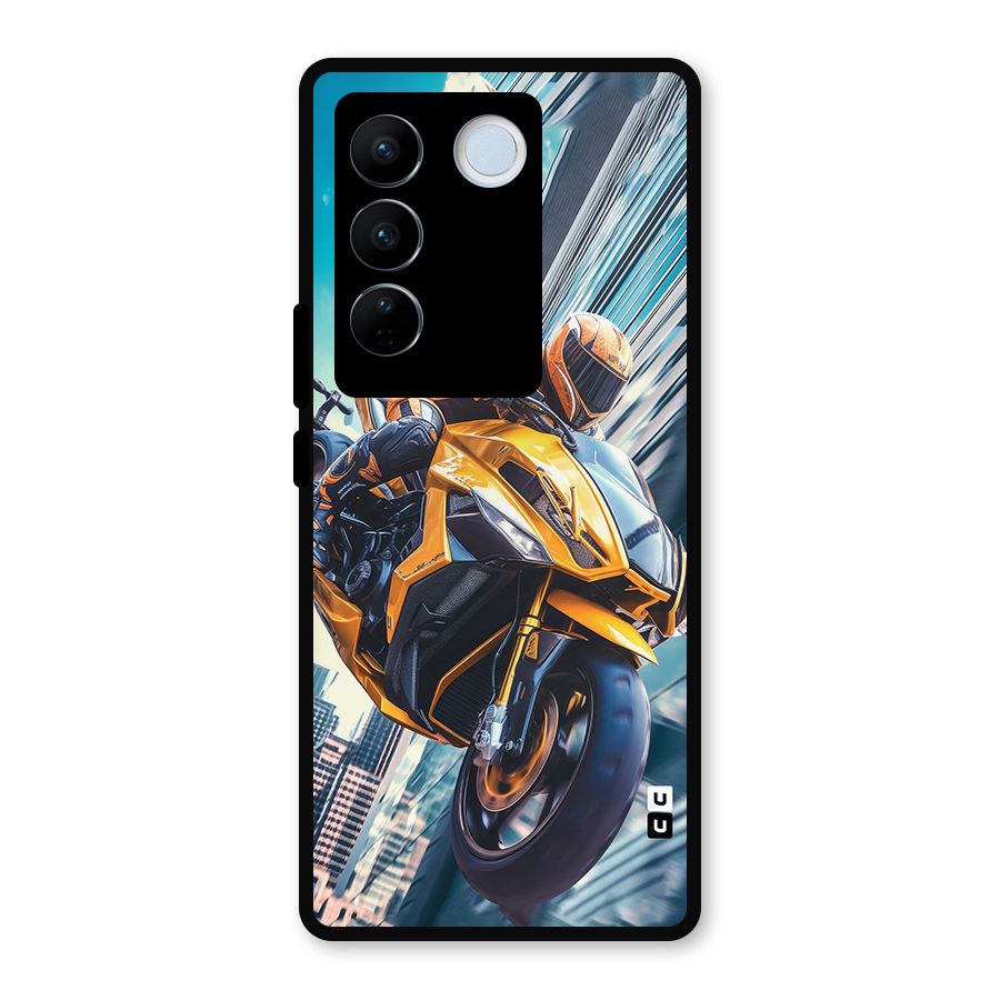 Super Bike Falling Metal Back Case for Vivo V27