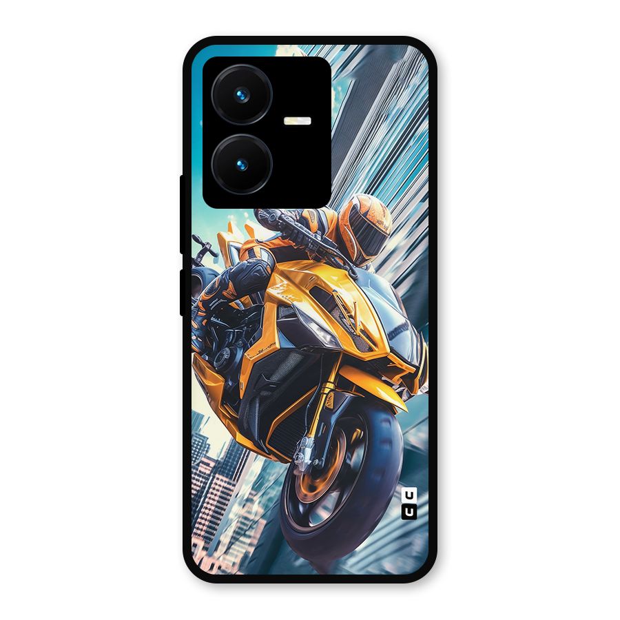 Super Bike Falling Metal Back Case for Vivo Y22