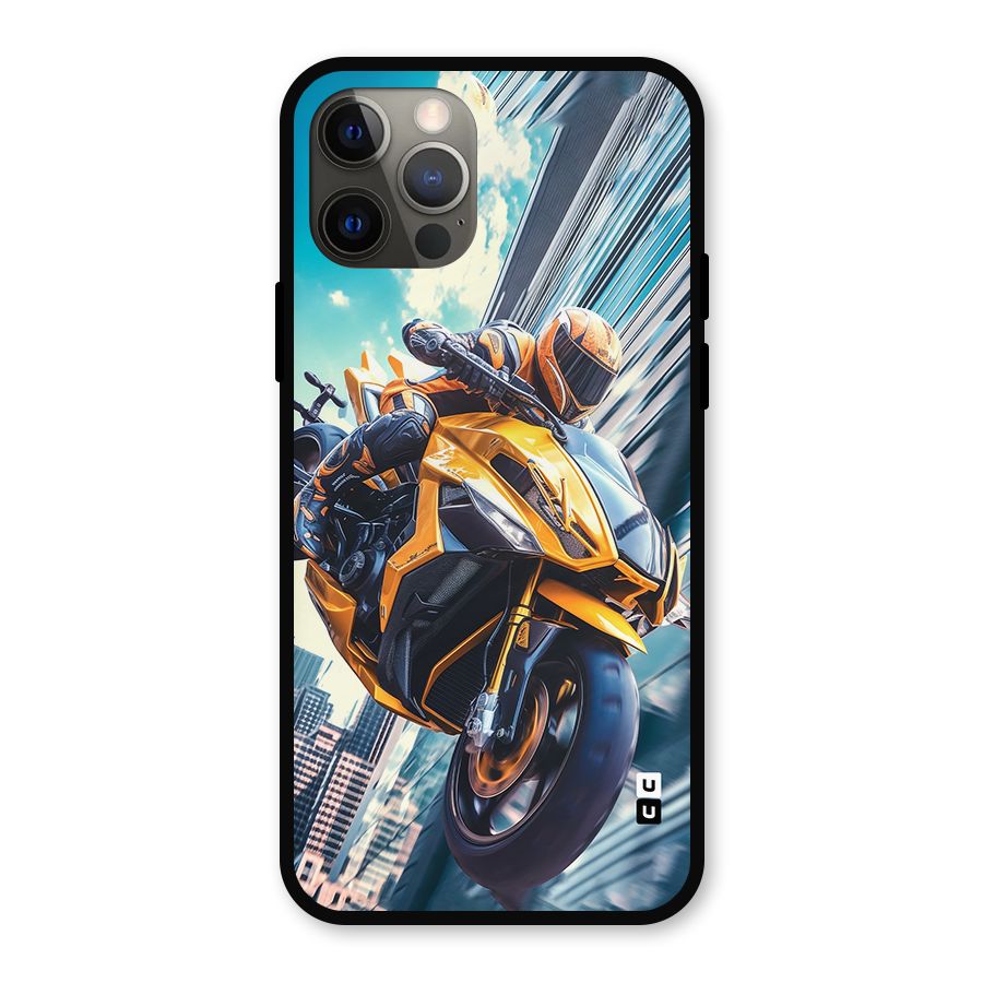 Super Bike Falling Metal Back Case for iPhone 12 Pro