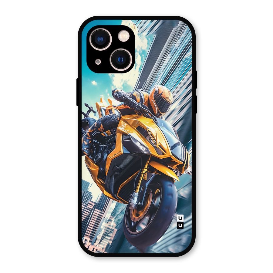 Super Bike Falling Metal Back Case for iPhone 13