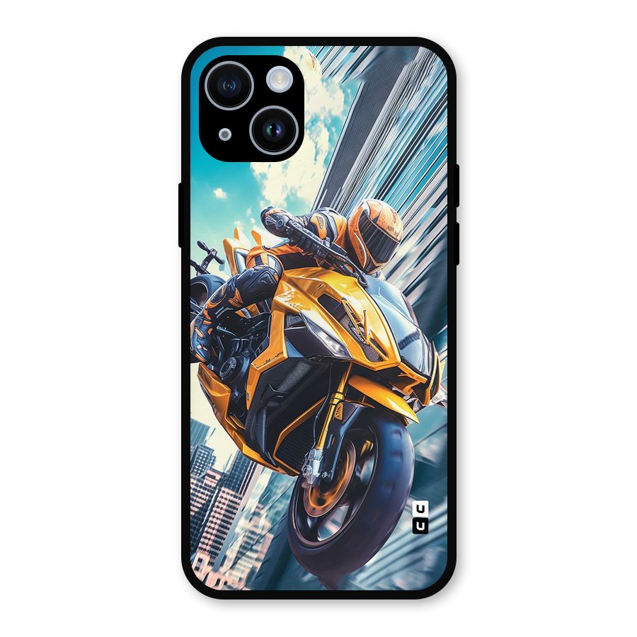 Super Bike Falling Metal Back Case for iPhone 14