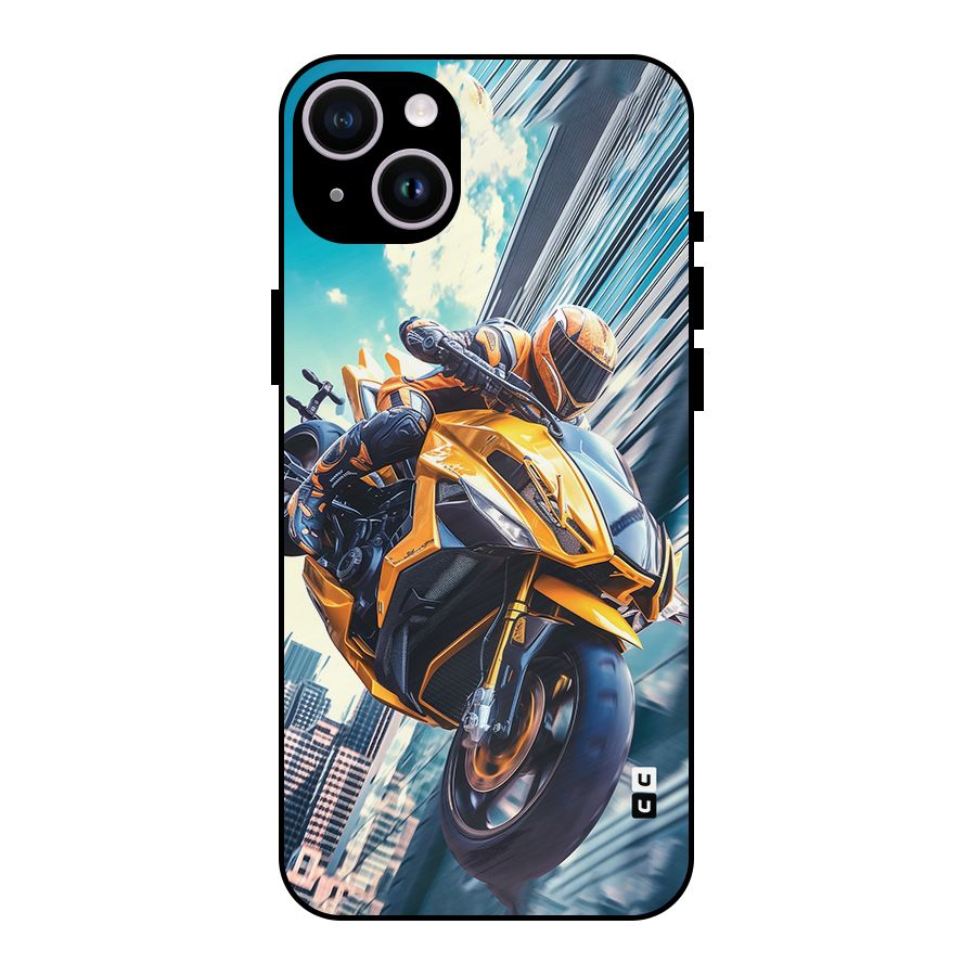 Super Bike Falling Metal Back Case for iPhone 14 Plus