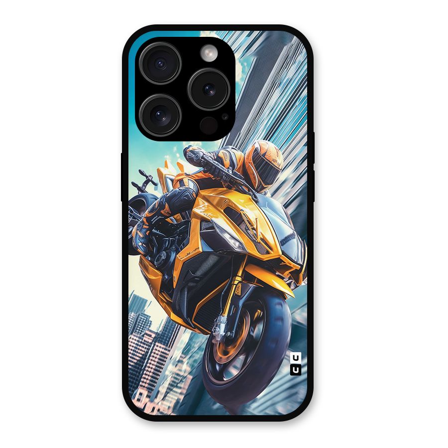 Super Bike Falling Metal Back Case for iPhone 15 Pro