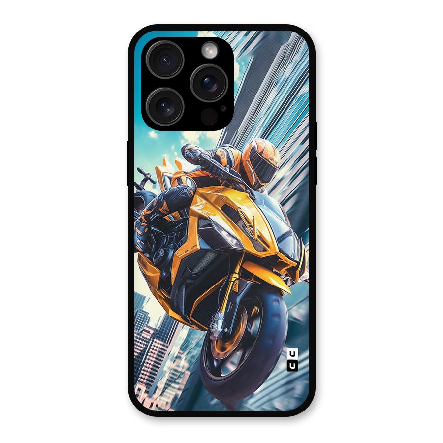 Super Bike Falling Metal Back Case for iPhone 15 Pro Max