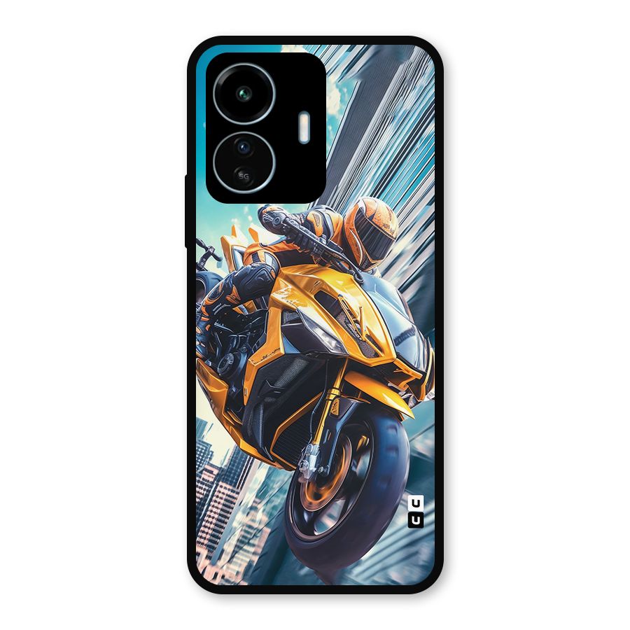 Super Bike Falling Metal Back Case for vivo iQOO Z6 Lite 5G