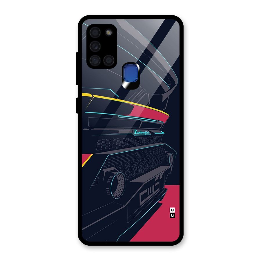 Super Car Parked Glass Back Case for Galaxy A21s