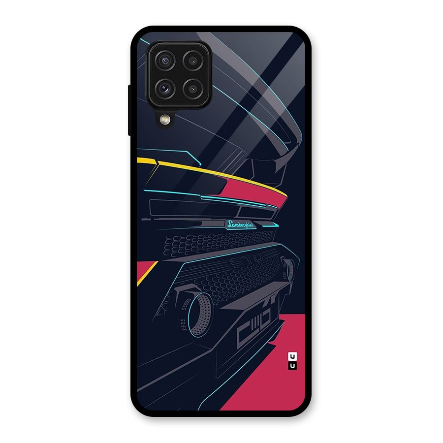 Super Car Parked Glass Back Case for Galaxy A22 4G
