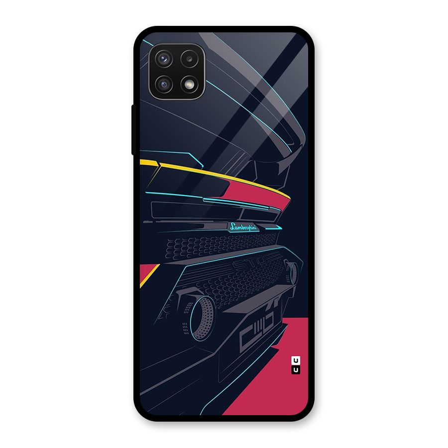 Super Car Parked Glass Back Case for Galaxy A22 5G
