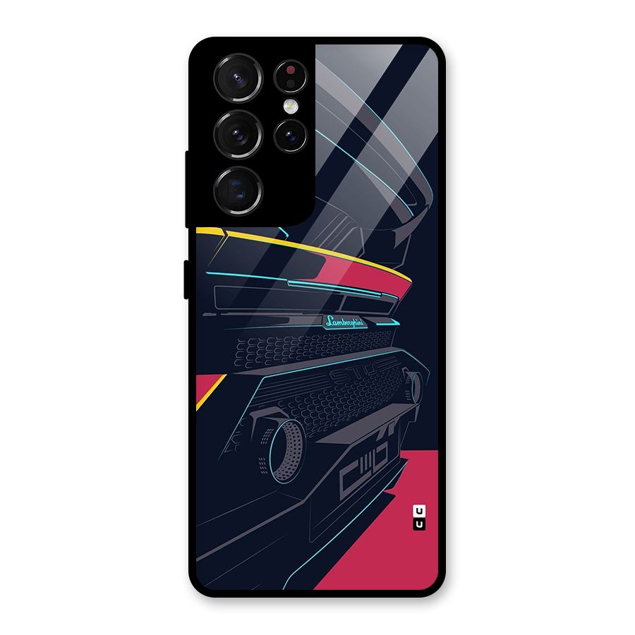 Super Car Parked Glass Back Case for Galaxy S21 Ultra 5G