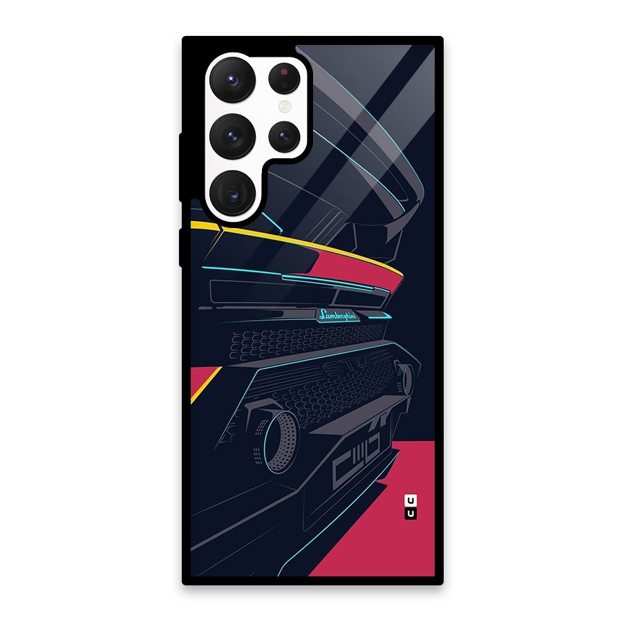 Super Car Parked Glass Back Case for Galaxy S22 Ultra 5G
