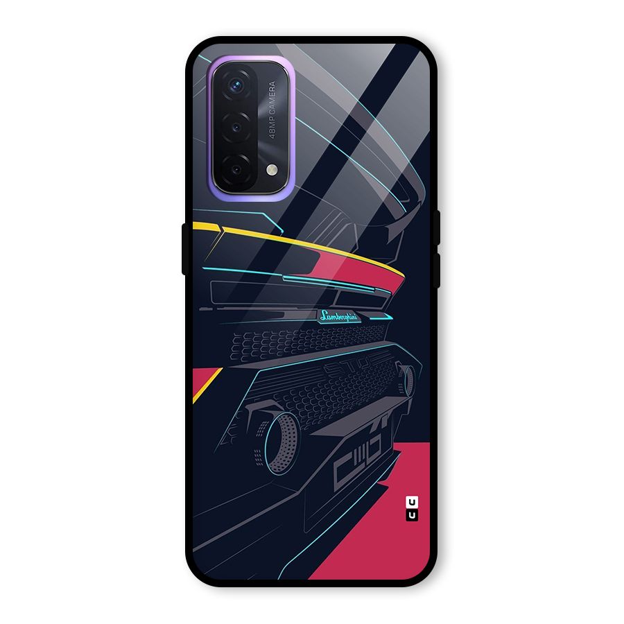 Super Car Parked Glass Back Case for Oppo A74 5G