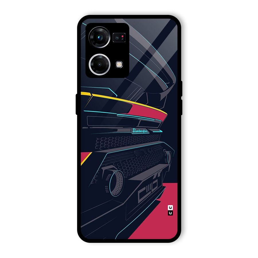 Super Car Parked Glass Back Case for Oppo F21 Pro 4G