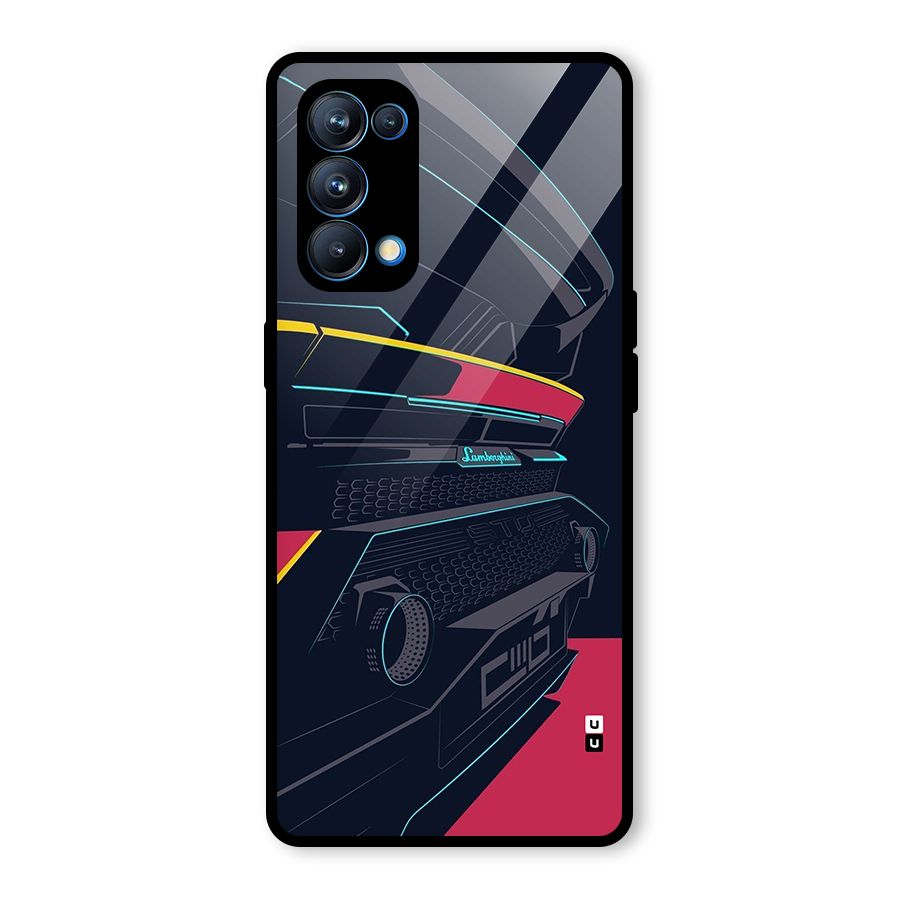 Super Car Parked Glass Back Case for Oppo Reno5 Pro 5G