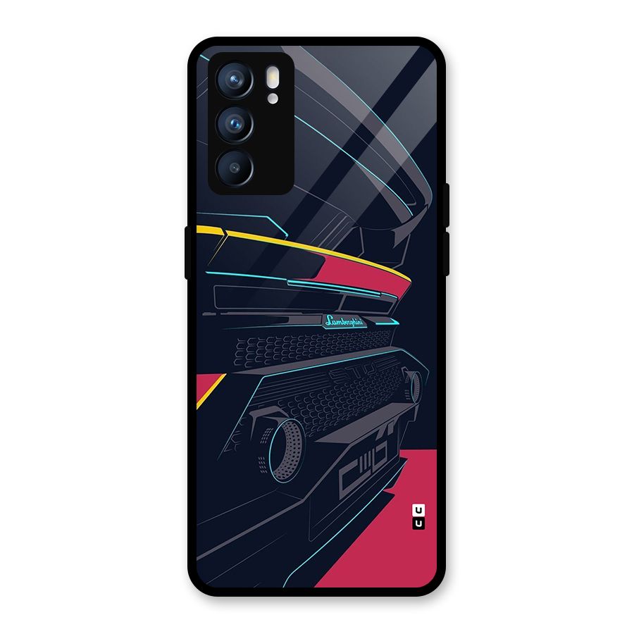 Super Car Parked Glass Back Case for Oppo Reno6 5G