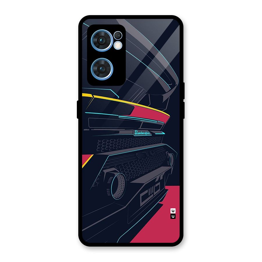 Super Car Parked Glass Back Case for Oppo Reno7 5G