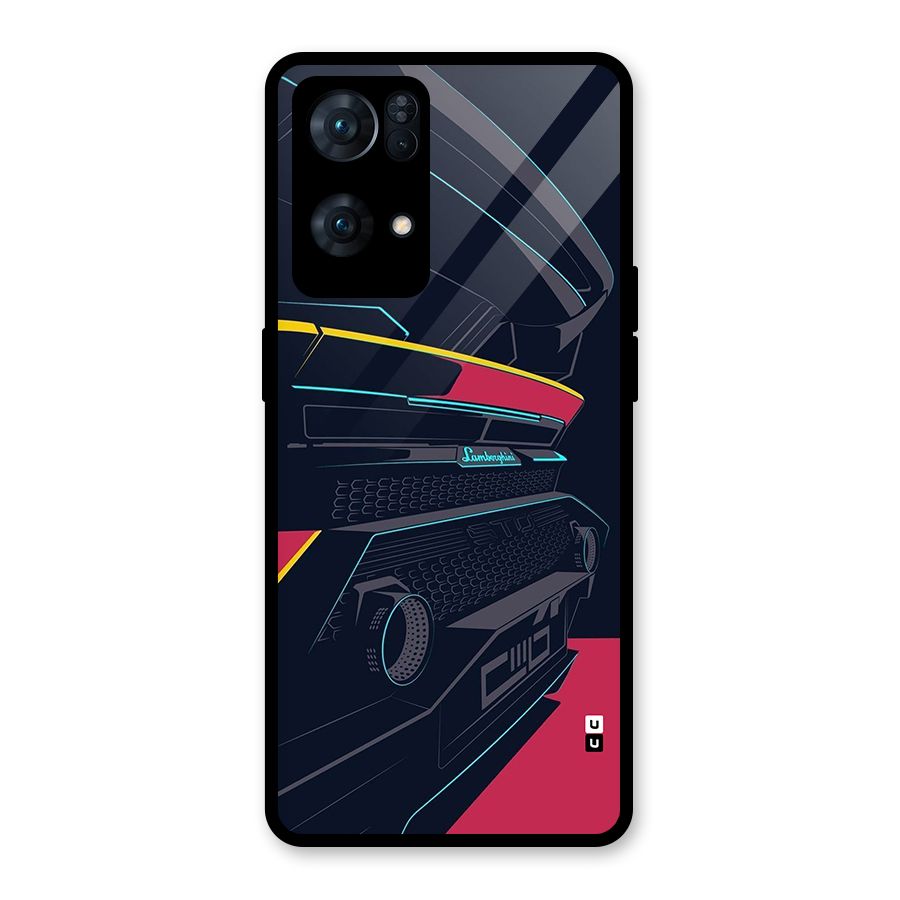 Super Car Parked Glass Back Case for Oppo Reno7 Pro 5G