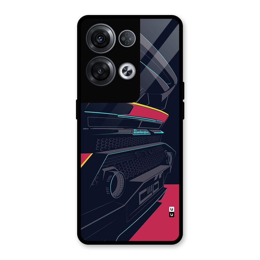 Super Car Parked Glass Back Case for Oppo Reno8 Pro 5G