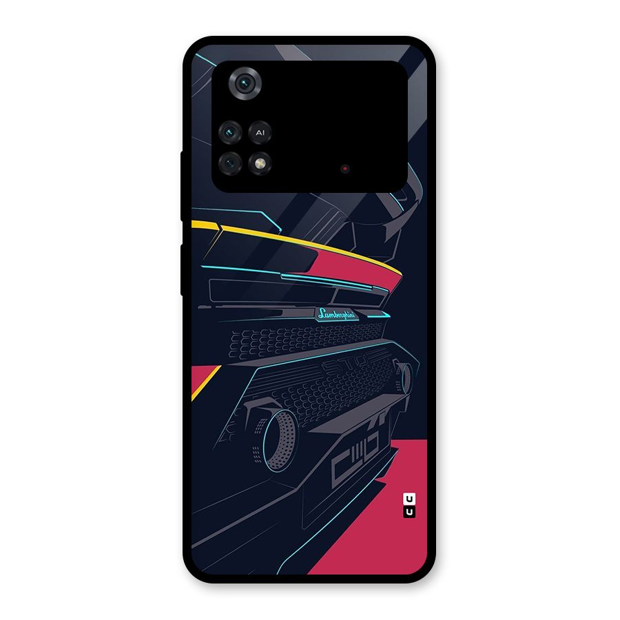 Super Car Parked Glass Back Case for Poco M4 Pro 4G