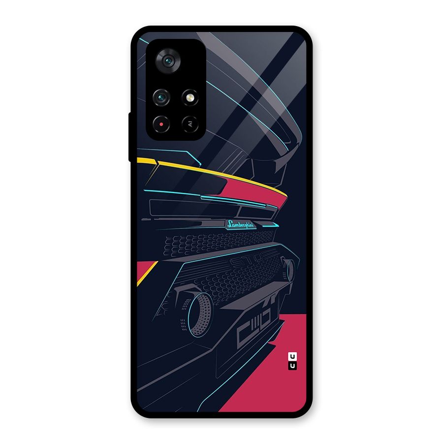 Super Car Parked Glass Back Case for Poco M4 Pro 5G