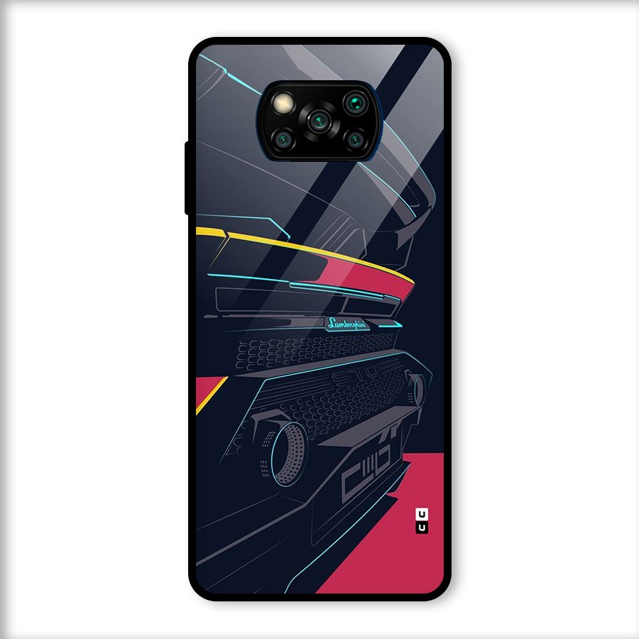 Super Car Parked Glass Back Case for Poco X3