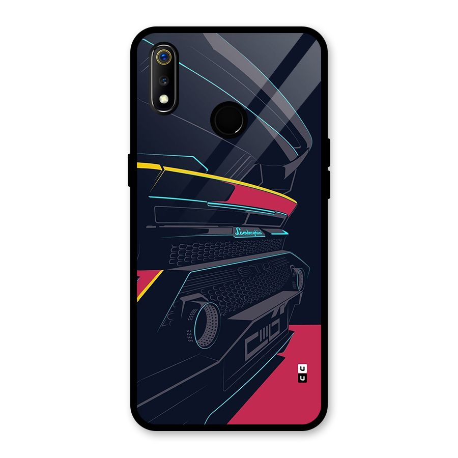 Super Car Parked Glass Back Case for Realme 3i