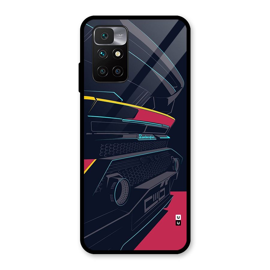 Super Car Parked Glass Back Case for Redmi 10 Prime