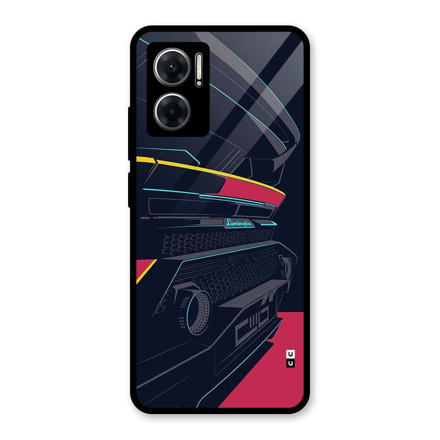Super Car Parked Glass Back Case for Redmi 11 Prime 5G