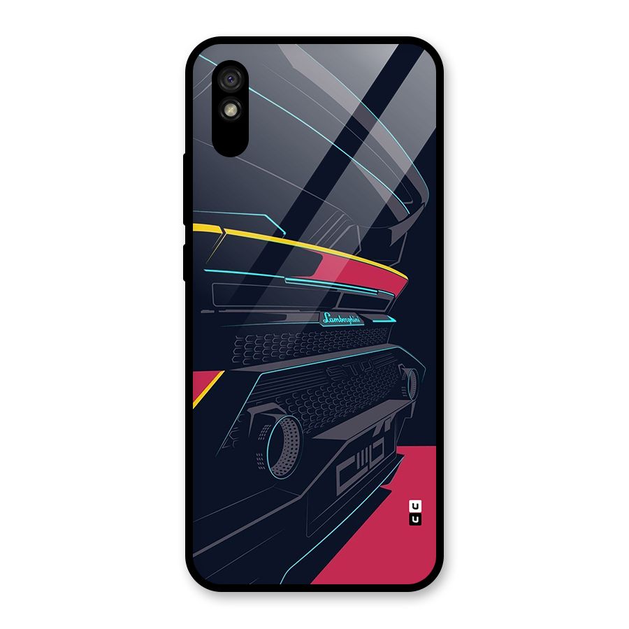 Super Car Parked Glass Back Case for Redmi 9i