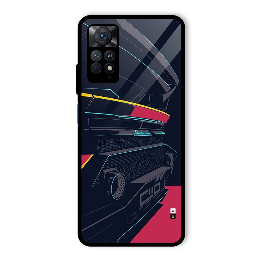 Super Car Parked Glass Back Case for Redmi Note 11 Pro