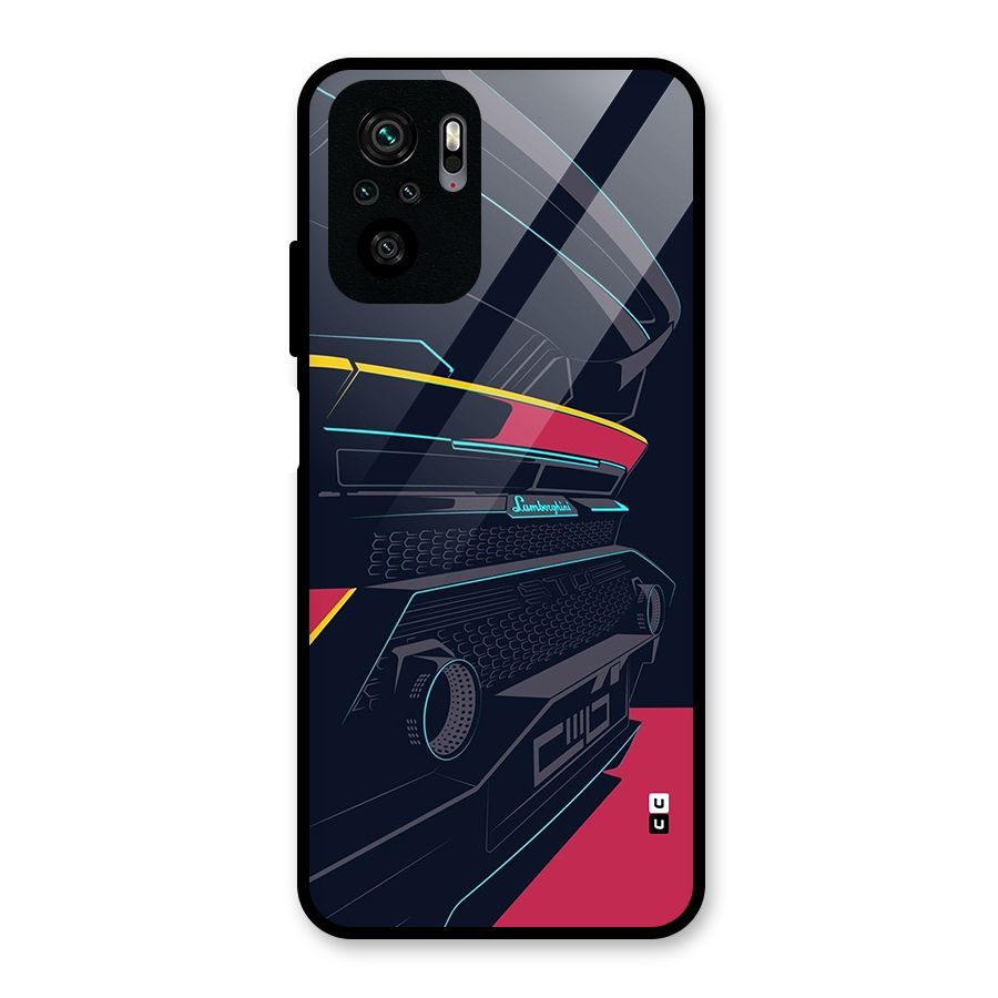 Super Car Parked Glass Back Case for Redmi Note 11 SE