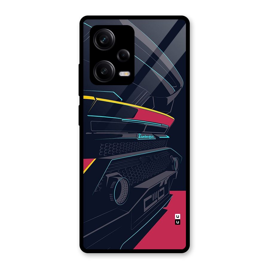 Super Car Parked Glass Back Case for Redmi Note 12 Pro