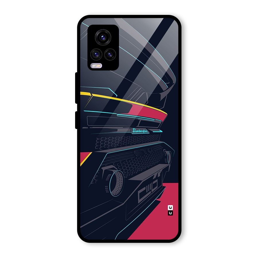 Super Car Parked Glass Back Case for Vivo V20 2021