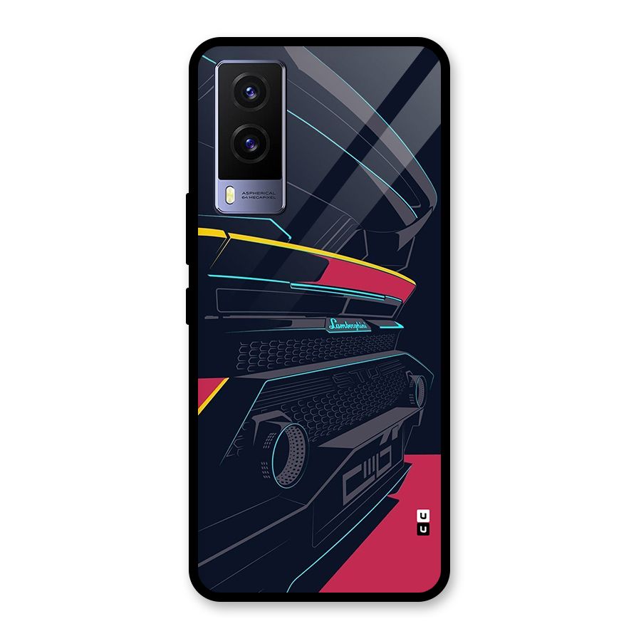 Super Car Parked Glass Back Case for Vivo V21e 5G