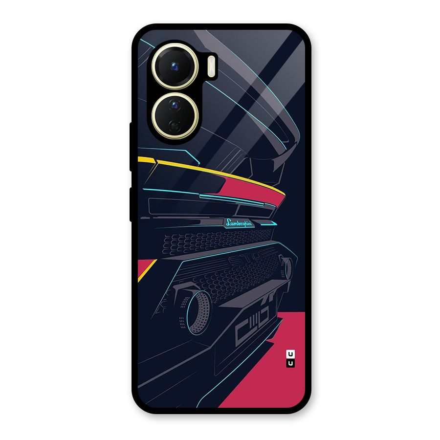 Super Car Parked Glass Back Case for Vivo Y16