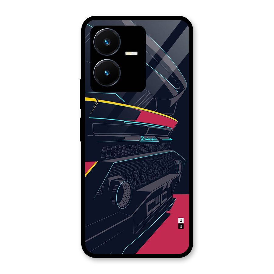 Super Car Parked Glass Back Case for Vivo Y22