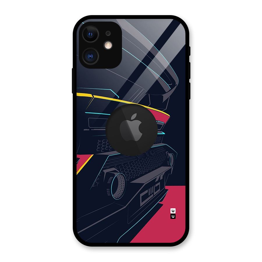 Super Car Parked Glass Back Case for iPhone 11 Logo Cut