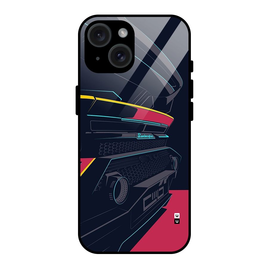 Super Car Parked Glass Back Case for iPhone 15